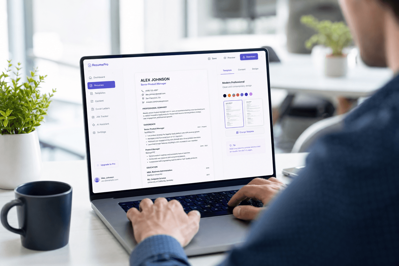 ATS-ready resume displayed in the Rexio resume builder